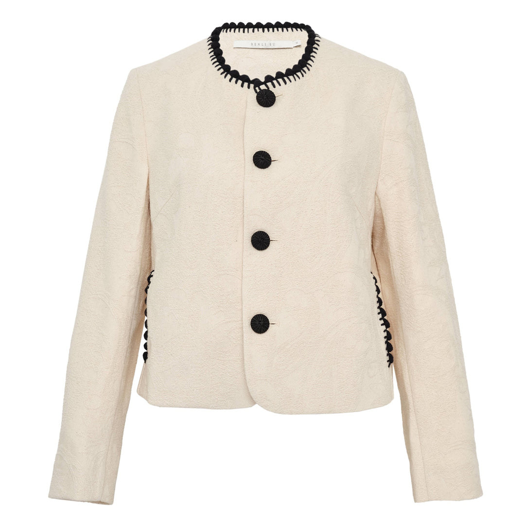 Contrast Trim Cropped Jacket