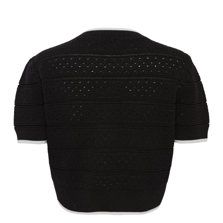 Black Pointelle Knit Top