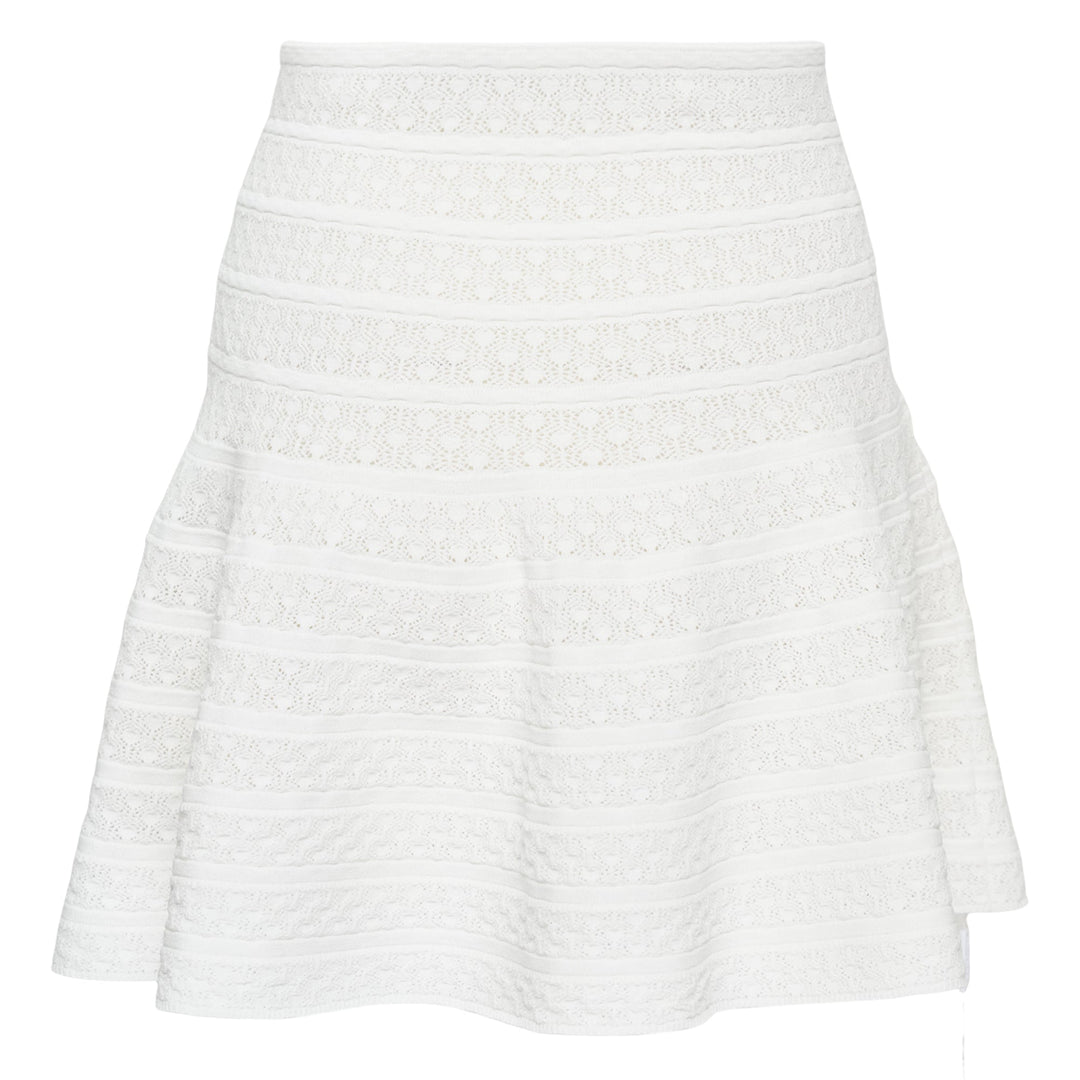 White Pointelle Knit Mini Skirt