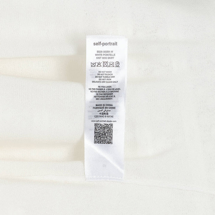 White Pointelle Knit Mini Skirt