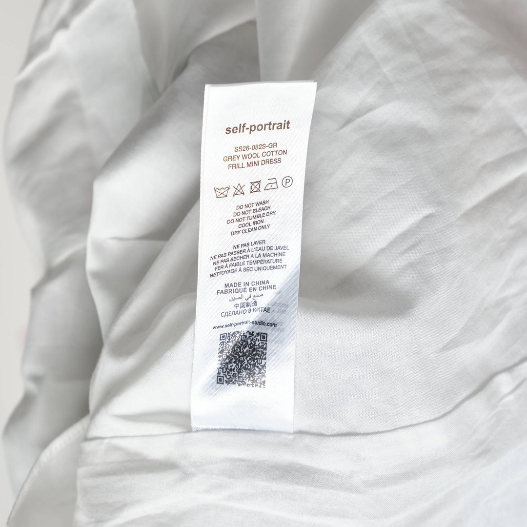 Grey Wool Cotton Frill Mini Dress