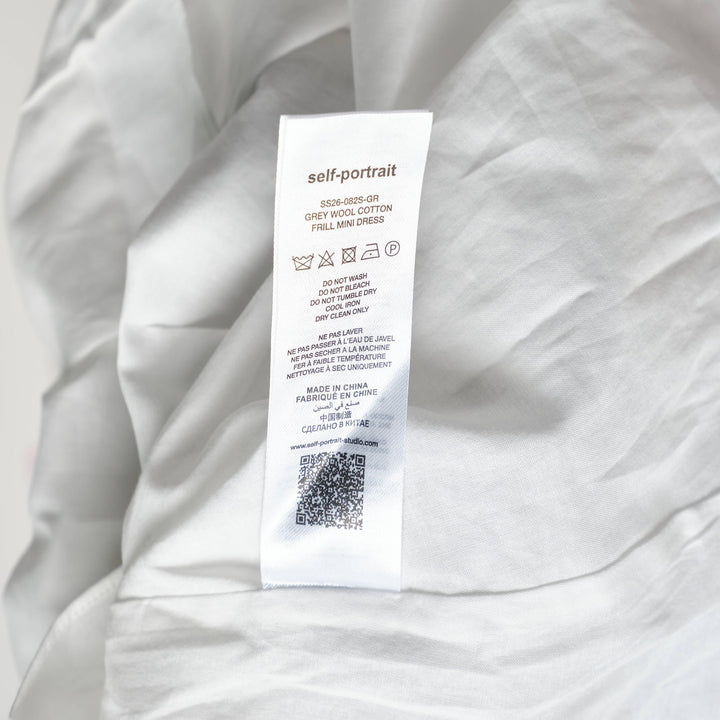 Grey Wool Cotton Frill Mini Dress