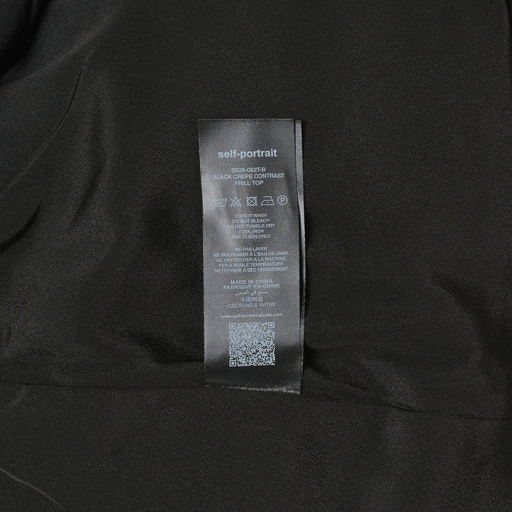 Black Crepe Contrast Frill Top