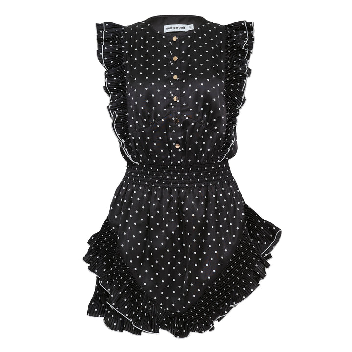 Black Polka Dot Frill Mini Dress