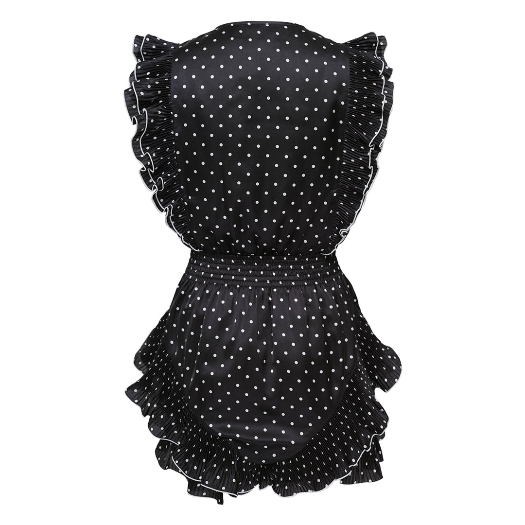 Black Polka Dot Frill Mini Dress