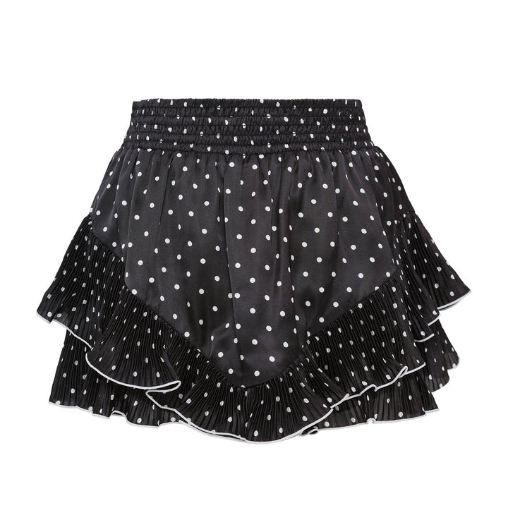 Black Polka Dot Frill Mini Skirt