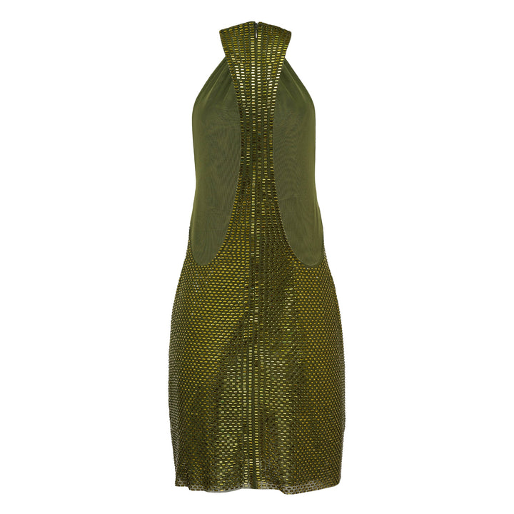Olive Rhinestone Mini Dress