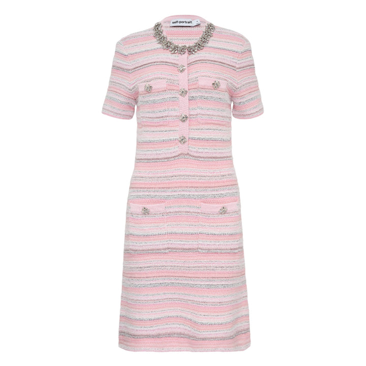 Pink Textured Knit Mini Dress