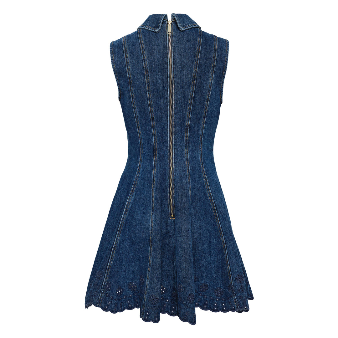 Denim Broderie Mini Dress