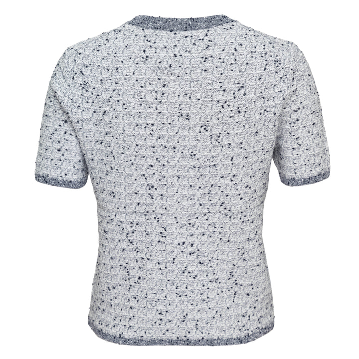 Short Sleeve Crew Neck Button Top