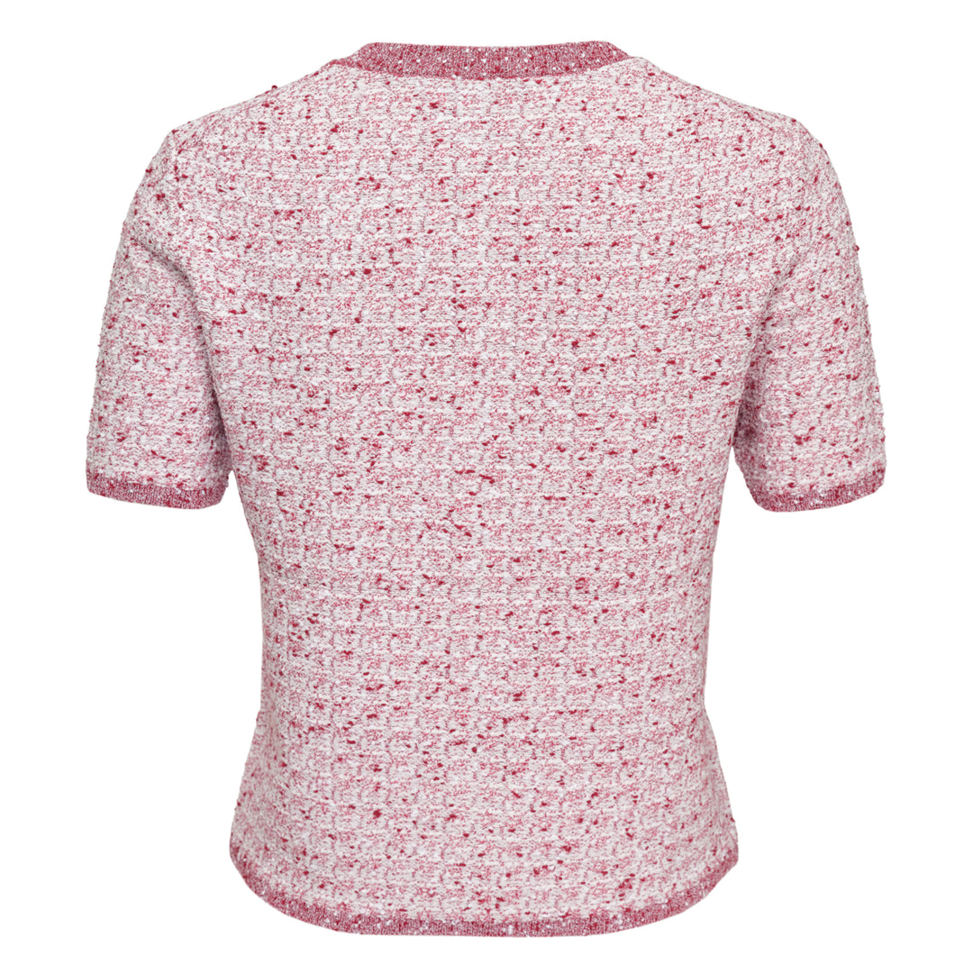 Short Sleeve Crew Neck Button Top