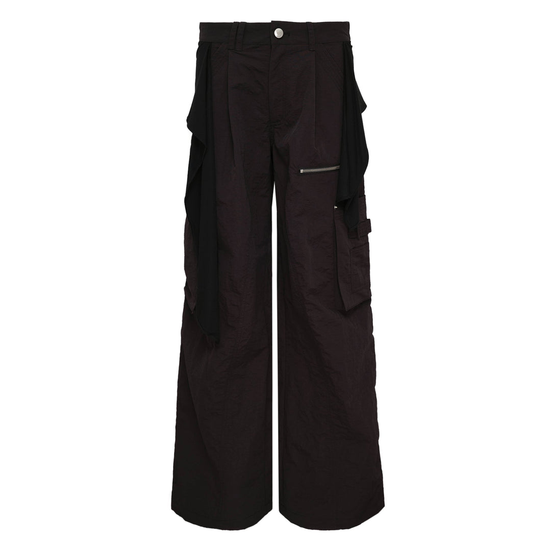 Mixed Layered Tie Jogger Pants