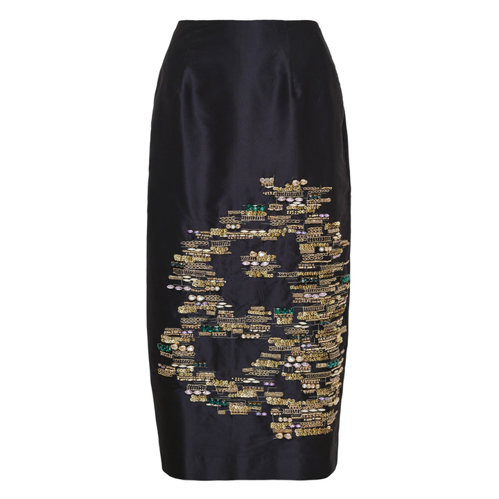 Taffeta Slim Midi Skirt