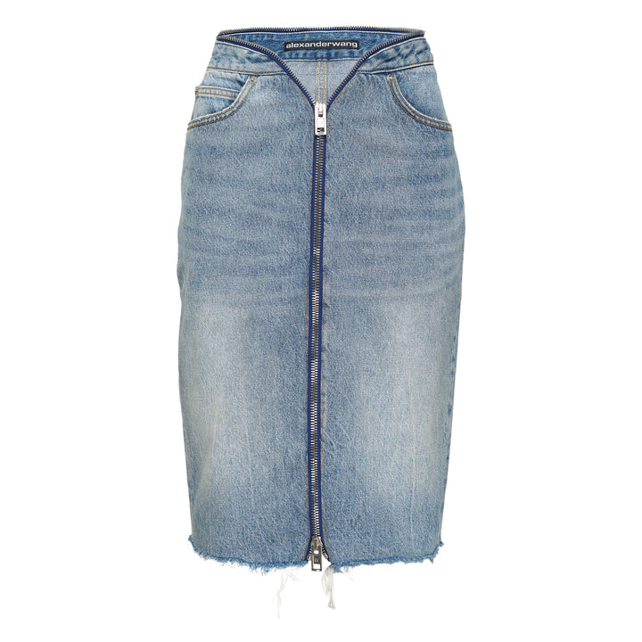 Dipped V Zip Waistband Skirt