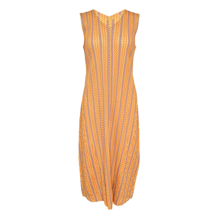 Cotton Zigzag Pleated Dress