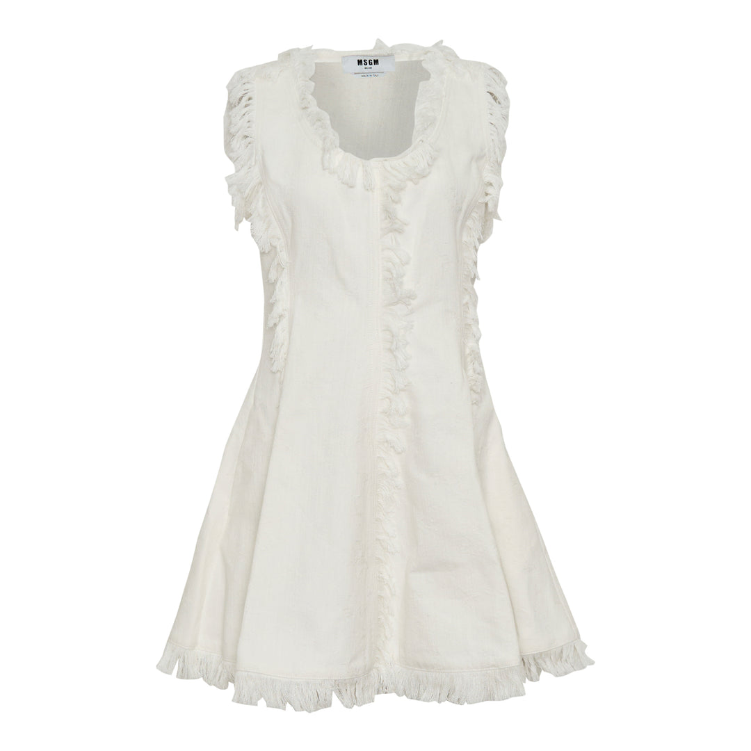 MSGM White Textured Dress – Available at Club 21, Official Retailer in Singapore, Malaysia & Thailand with Global Shipping Online
