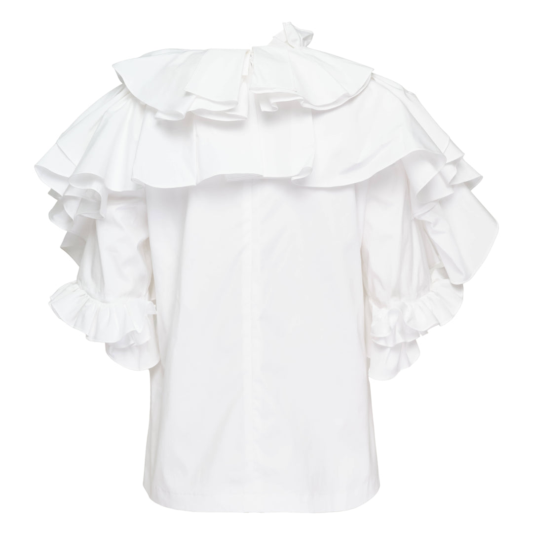 Carolina Herrera Elbow Sleeve Draped Floral Ruffle Top – Available at Club 21, Official Retailer in Singapore, Malaysia & Thailand with Global Shipping Online