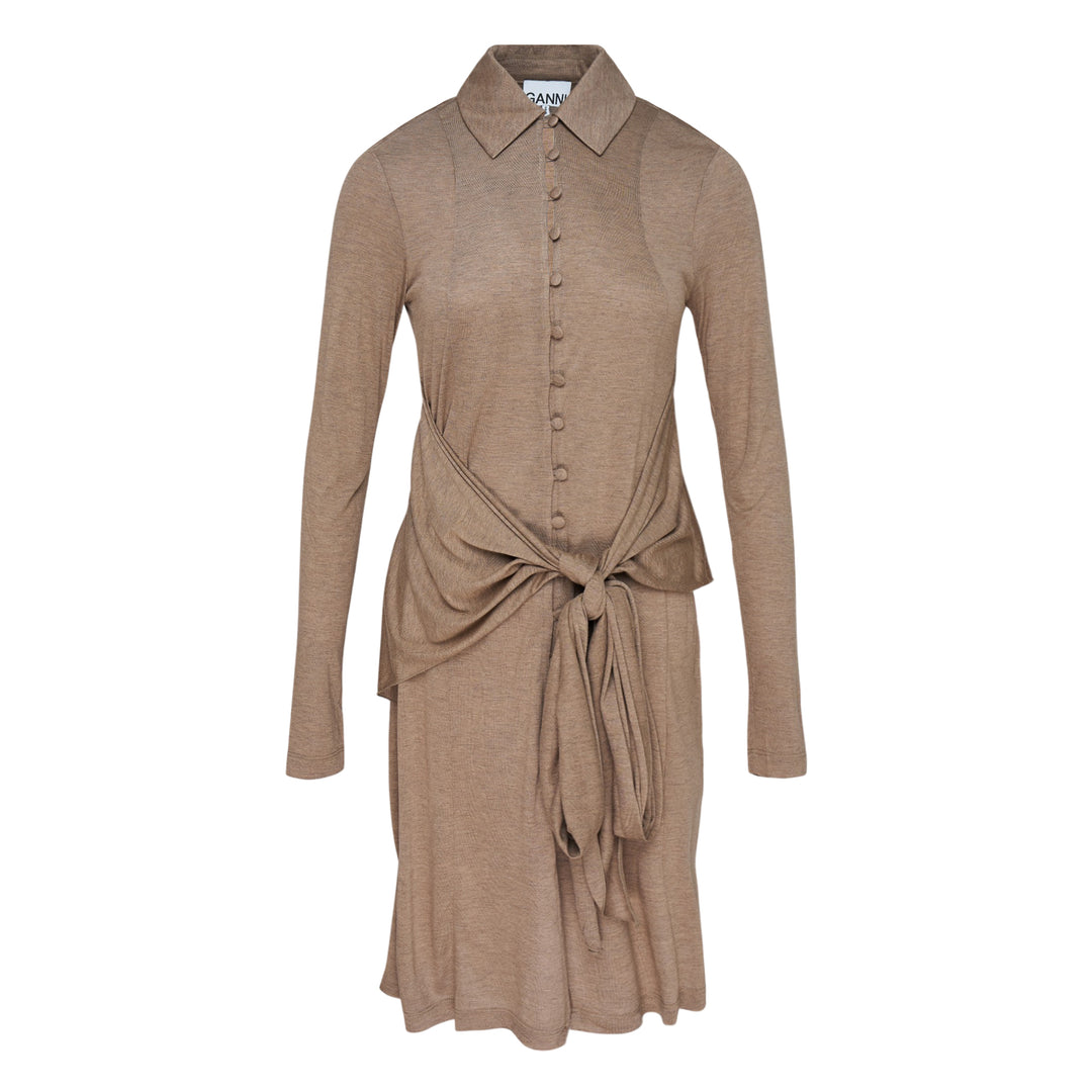 GANNI Viscose Jersey Long Sleeve Tie Dress – Available at Club 21, Official Retailer in Singapore, Malaysia & Thailand with Global Shipping Online