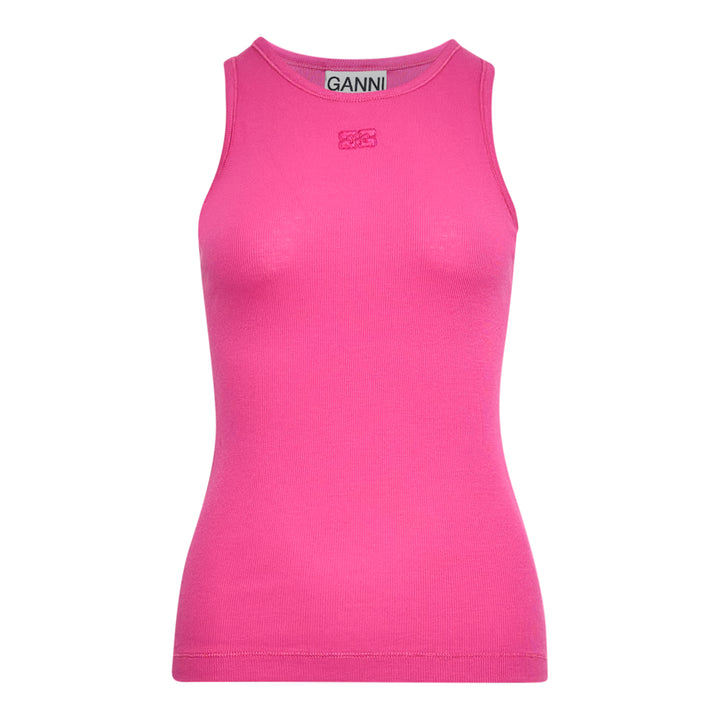 GANNI Soft Cotton Rib Tank Top – Available at Club 21, Official Retailer in Singapore, Malaysia & Thailand with Global Shipping Online