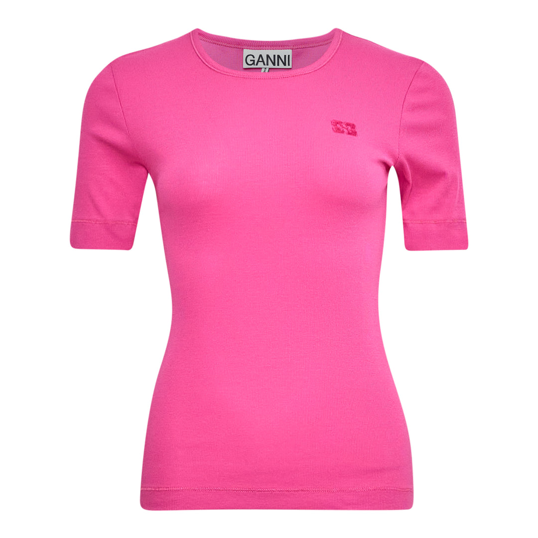 GANNI Soft Cotton Rib Short Sleeve T-Shirt – Available at Club 21, Official Retailer in Singapore, Malaysia & Thailand with Global Shipping Online