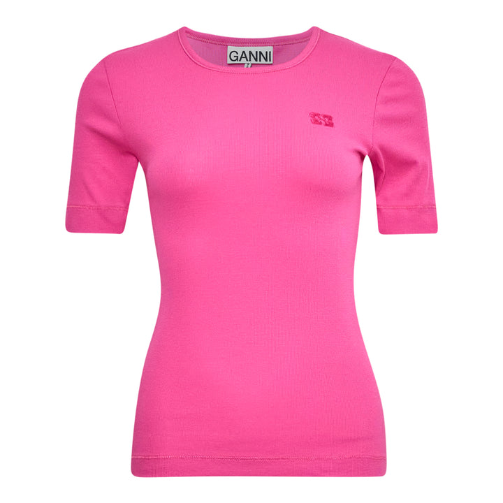 GANNI Soft Cotton Rib Short Sleeve T-Shirt – Available at Club 21, Official Retailer in Singapore, Malaysia & Thailand with Global Shipping Online