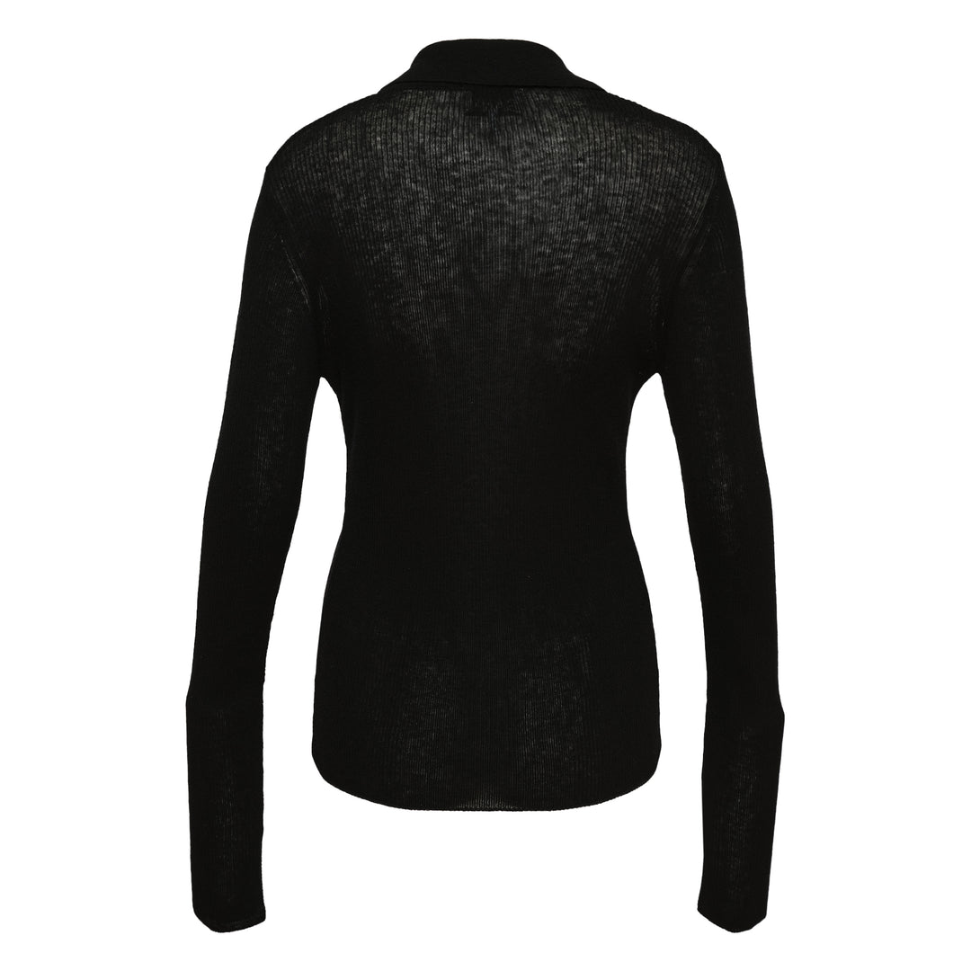 GANNI Sheer Wool Ribbed Polo – Available at Club 21, Official Retailer in Singapore, Malaysia & Thailand with Global Shipping Online