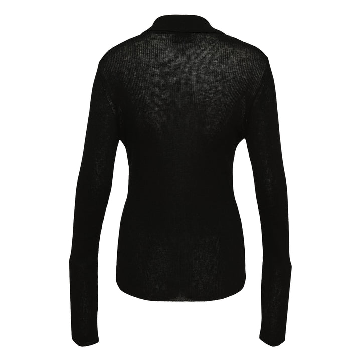 GANNI Sheer Wool Ribbed Polo – Available at Club 21, Official Retailer in Singapore, Malaysia & Thailand with Global Shipping Online