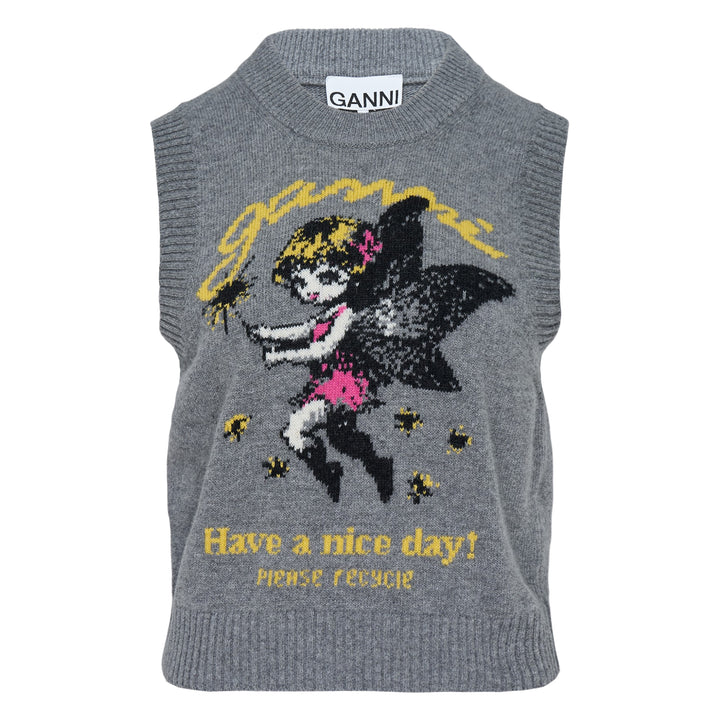 GANNI Graphic Wool Vest – Available at Club 21, Official Retailer in Singapore, Malaysia & Thailand with Global Shipping Online