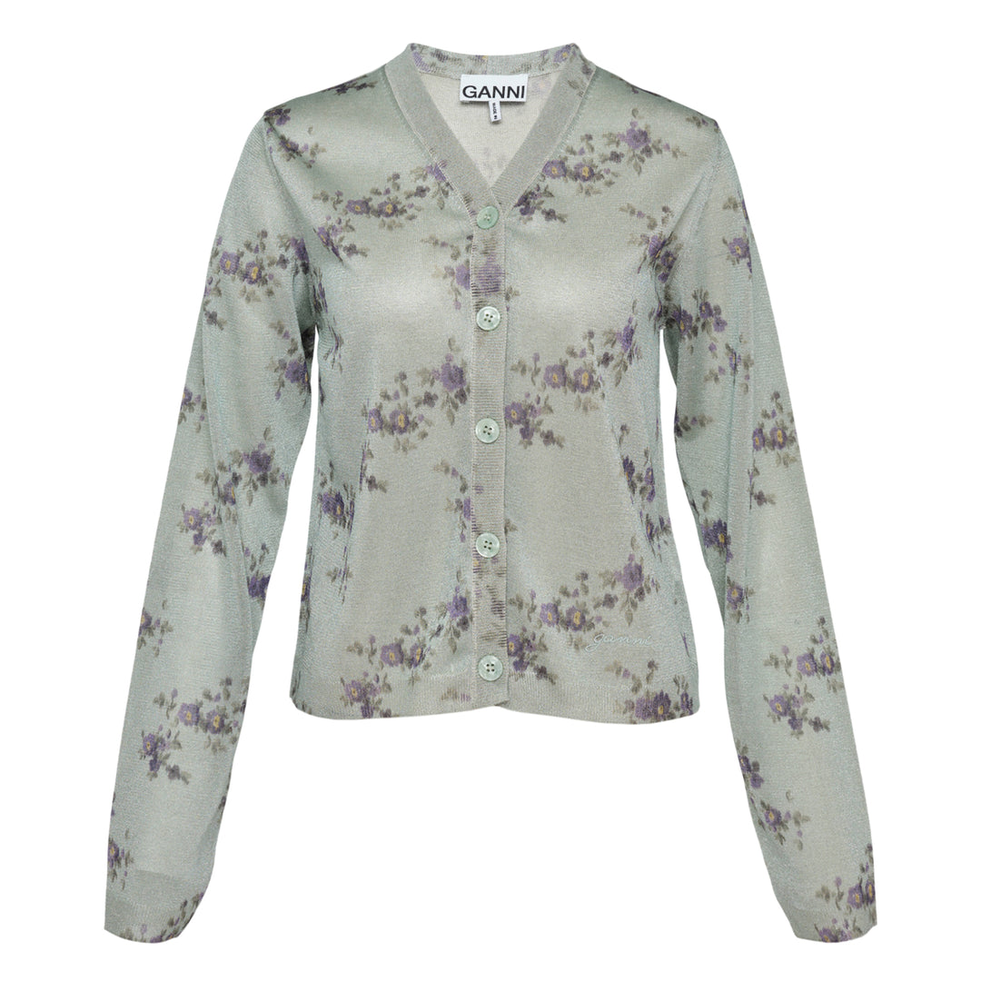 GANNI Printed Metallic Cardigan – Available at Club 21, Official Retailer in Singapore, Malaysia & Thailand with Global Shipping Online