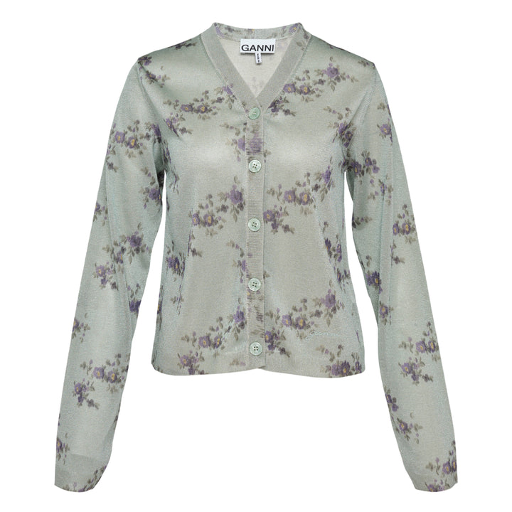 GANNI Printed Metallic Cardigan – Available at Club 21, Official Retailer in Singapore, Malaysia & Thailand with Global Shipping Online
