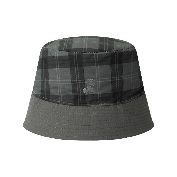 Rest&Recreation Reversible Nylon Bucket Hat in grey, featuring a structured downward-sloping brim with topstitching and embroidered script branding on the panelled crown body - view 4