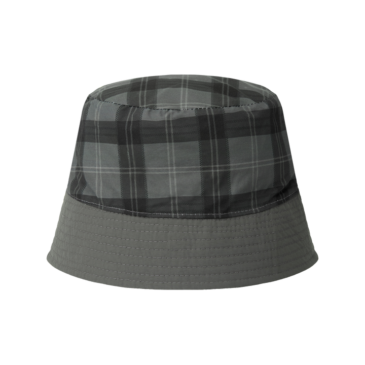 Rest&Recreation Reversible Nylon Bucket Hat in grey, featuring a structured downward-sloping brim with topstitching and embroidered script branding on the panelled crown body - view 5