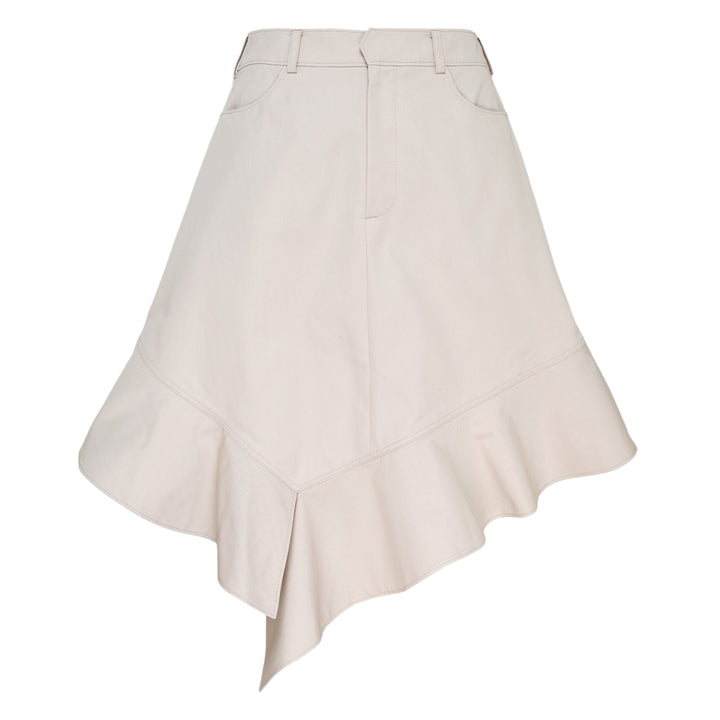 Light Beige Asymmetric Flared Skirt