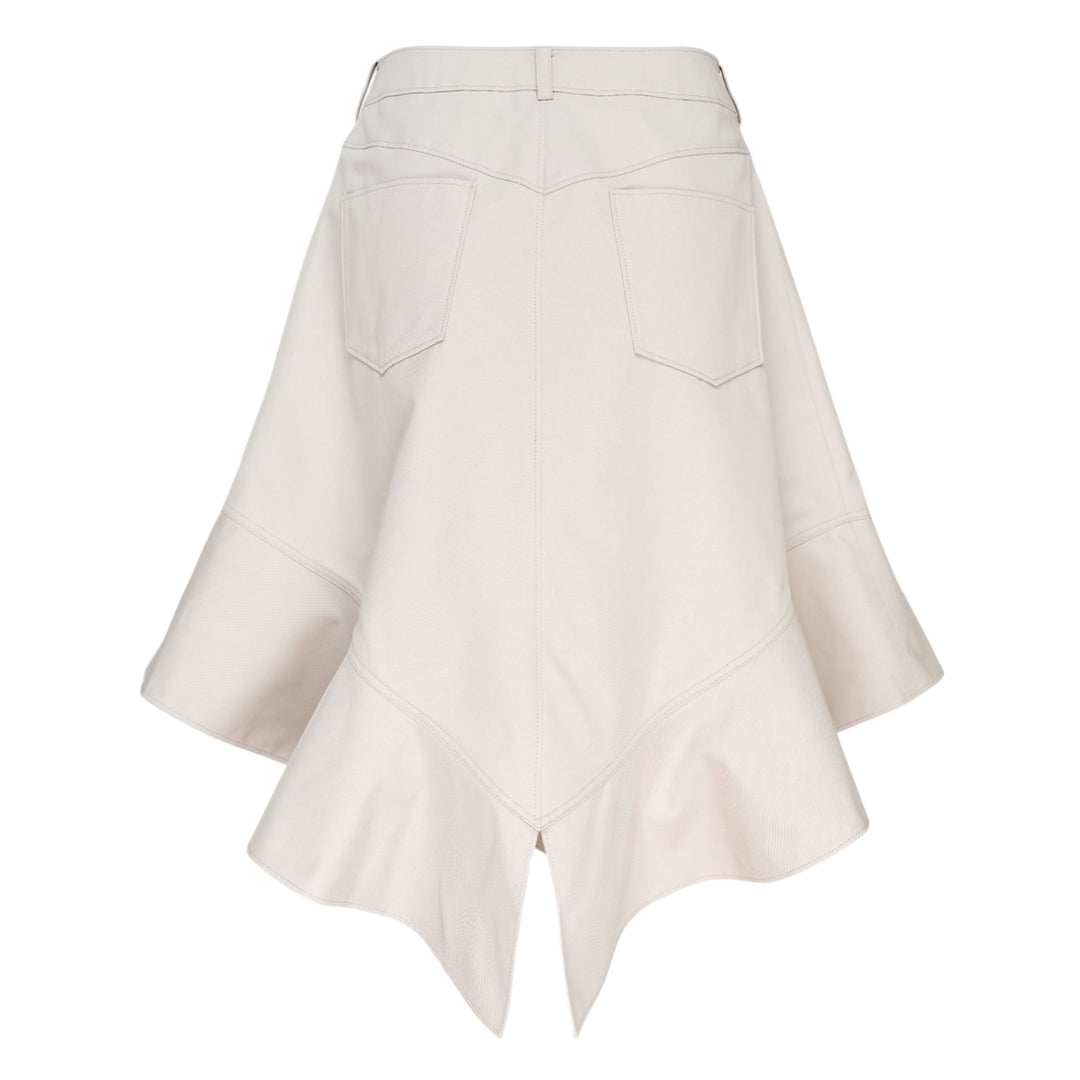 Light Beige Asymmetric Flared Skirt