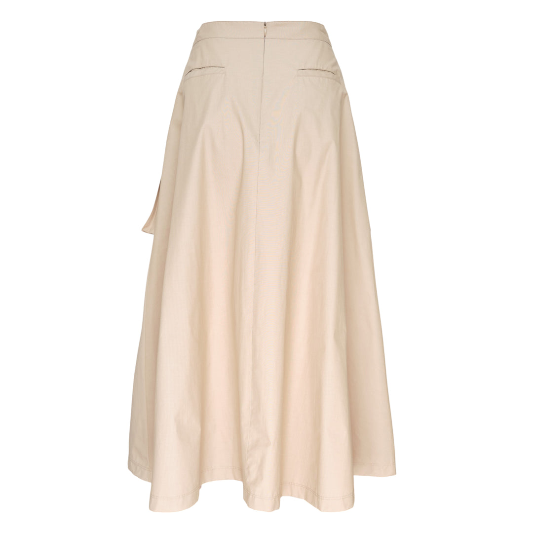 Beige A-Line Midi Skirt
