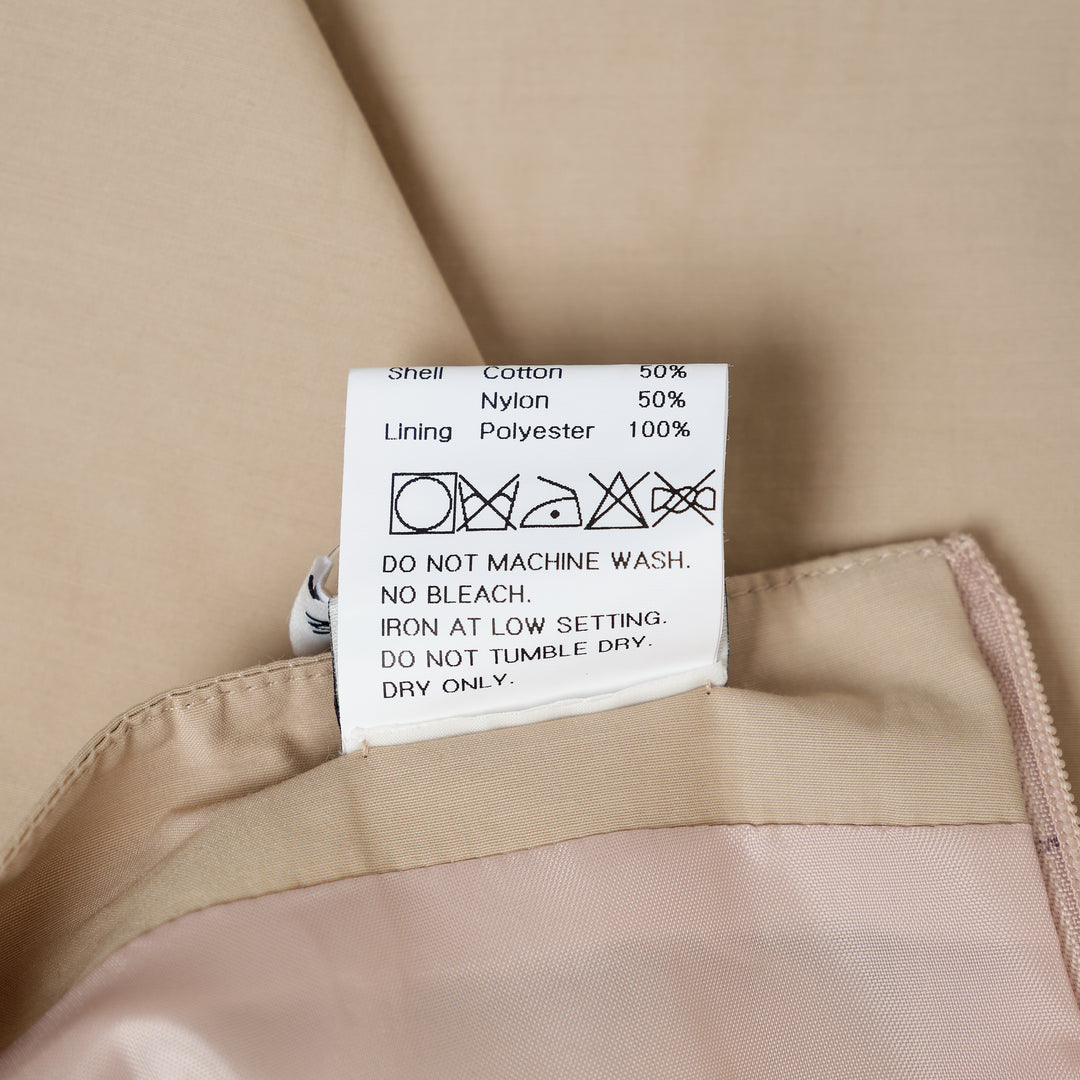 Beige A-Line Midi Skirt
