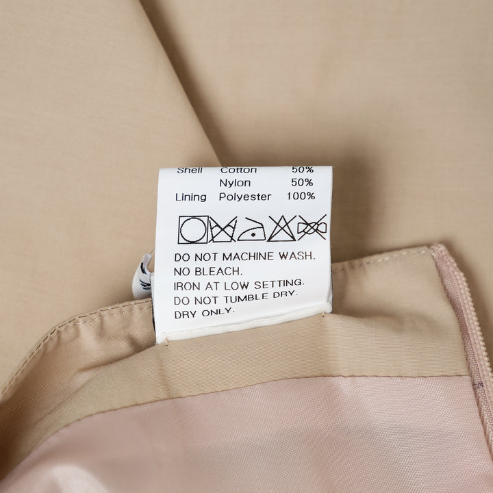 Beige A-Line Midi Skirt