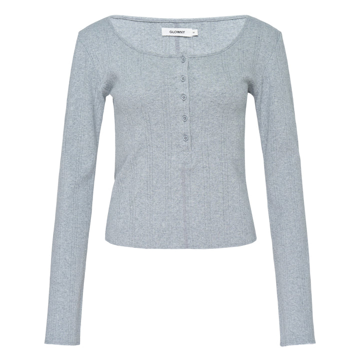 Honey Eyelet Button Long Sleeve Top