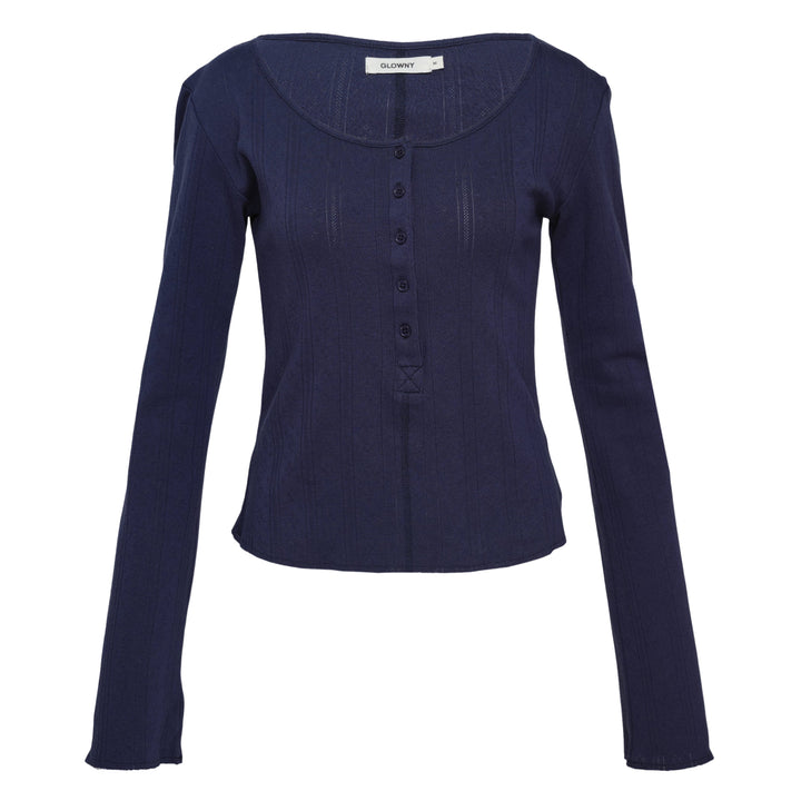 Honey Eyelet Button Long Sleeve Top