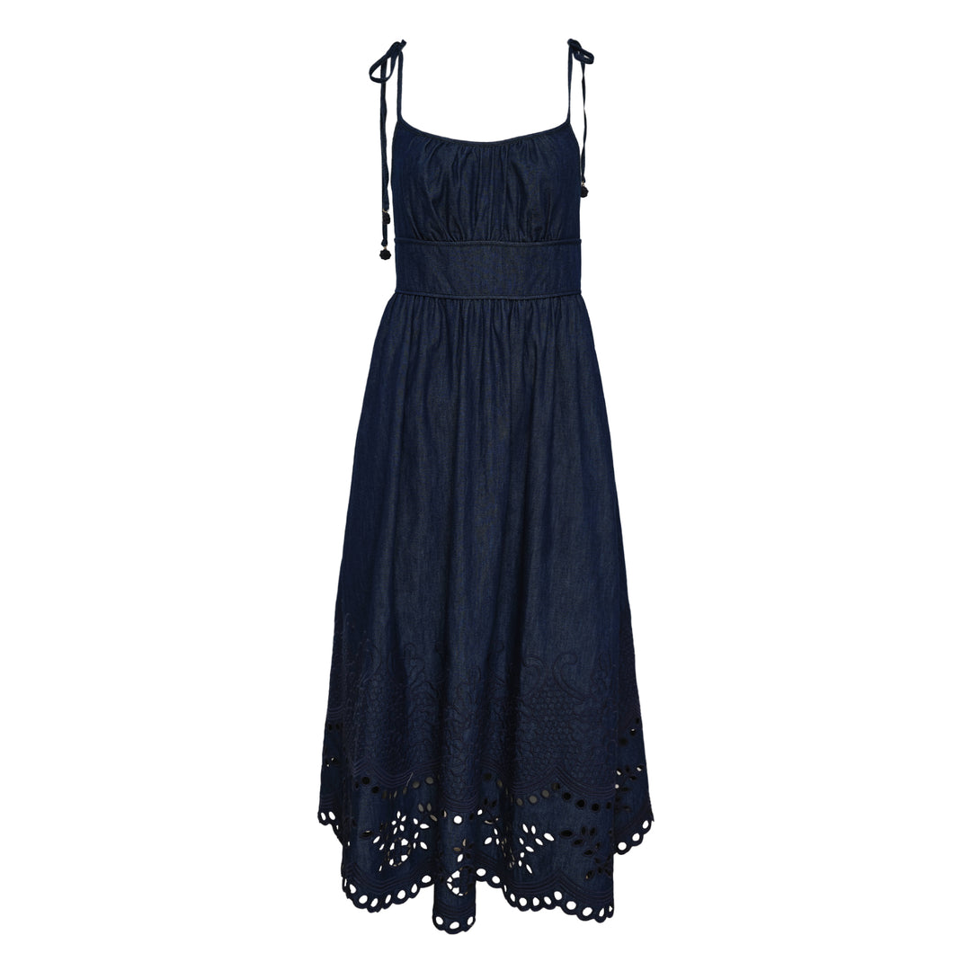 ZIMMERMANN Mahon Broderie Denim Midi Dress – Available at Club 21, Official Retailer in Singapore, Malaysia & Thailand with Global Shipping Online