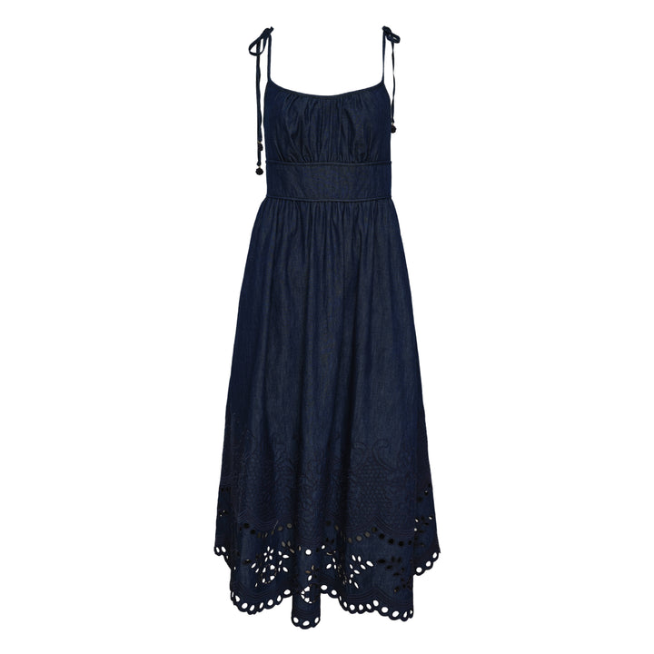 ZIMMERMANN Mahon Broderie Denim Midi Dress – Available at Club 21, Official Retailer in Singapore, Malaysia & Thailand with Global Shipping Online