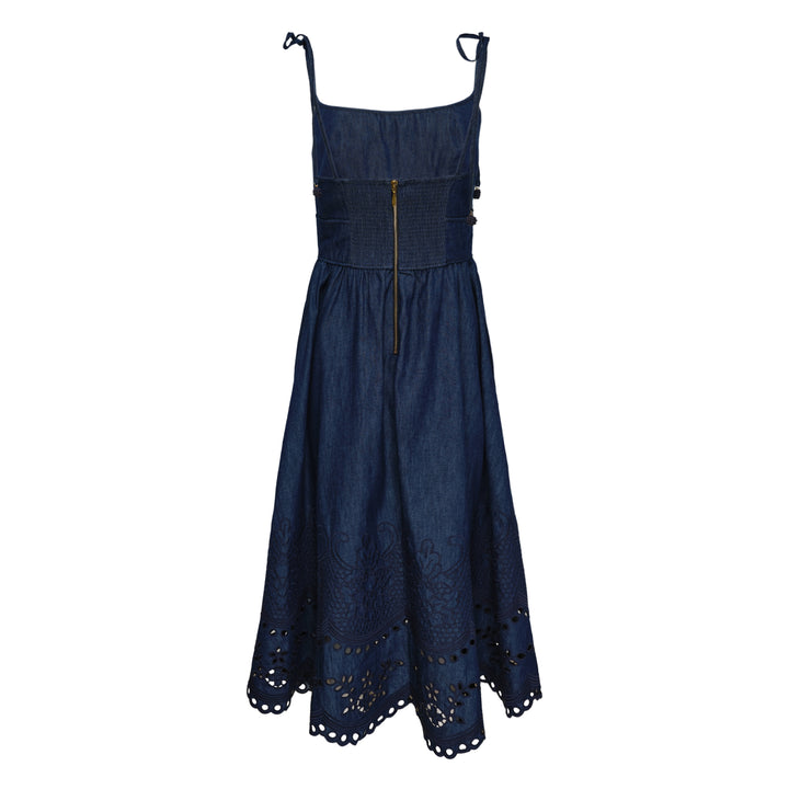 ZIMMERMANN Mahon Broderie Denim Midi Dress – Available at Club 21, Official Retailer in Singapore, Malaysia & Thailand with Global Shipping Online