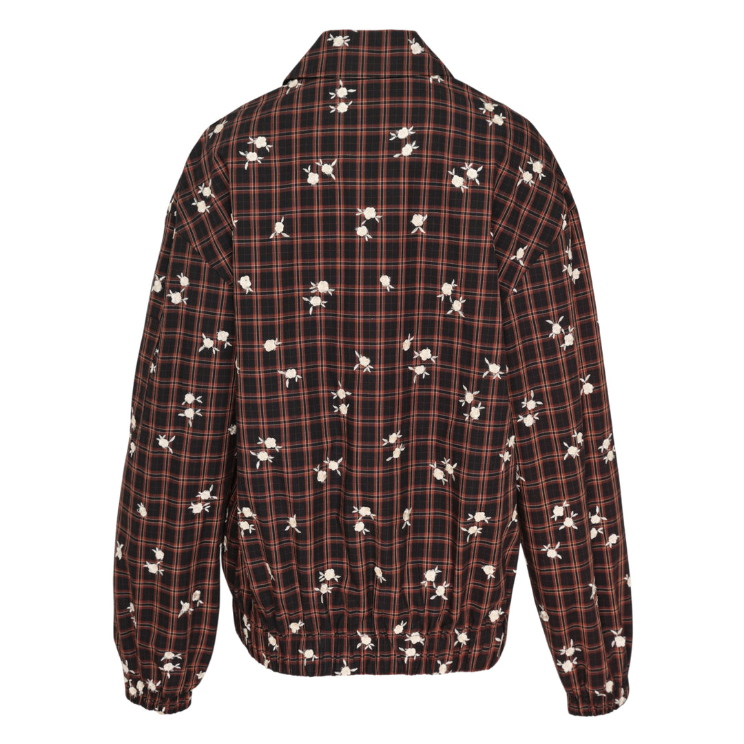 Check Floral Bomber Jacket