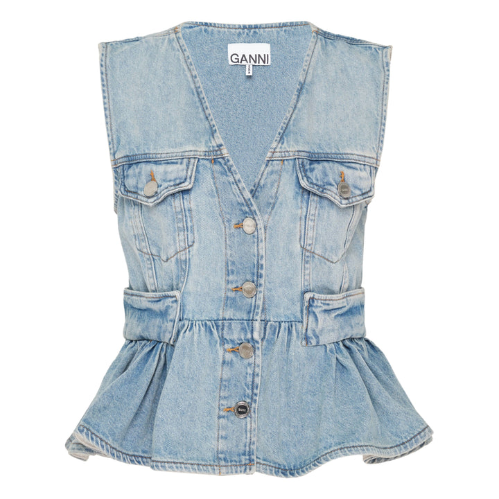 Lightweight Denim Peplum Vest