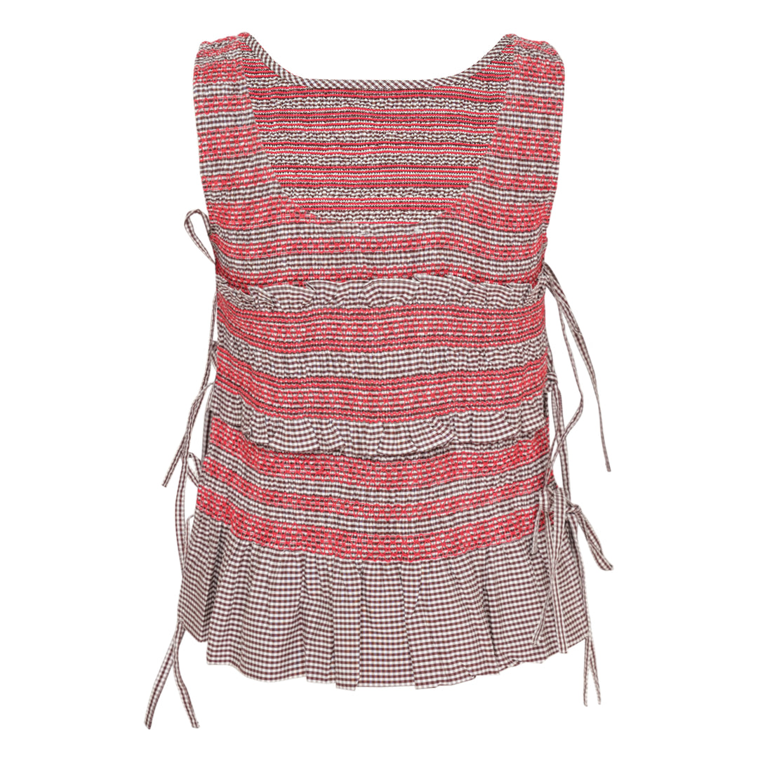 Check Cotton Smocked Tie Top
