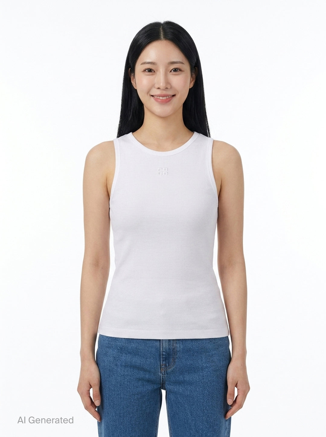 Soft Cotton Rib Tank Top | Ganni | Club21 - front