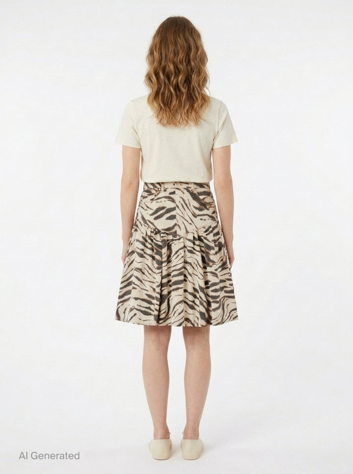 Tiger Print Denim Midi Skirt | Ganni | Club21 - back