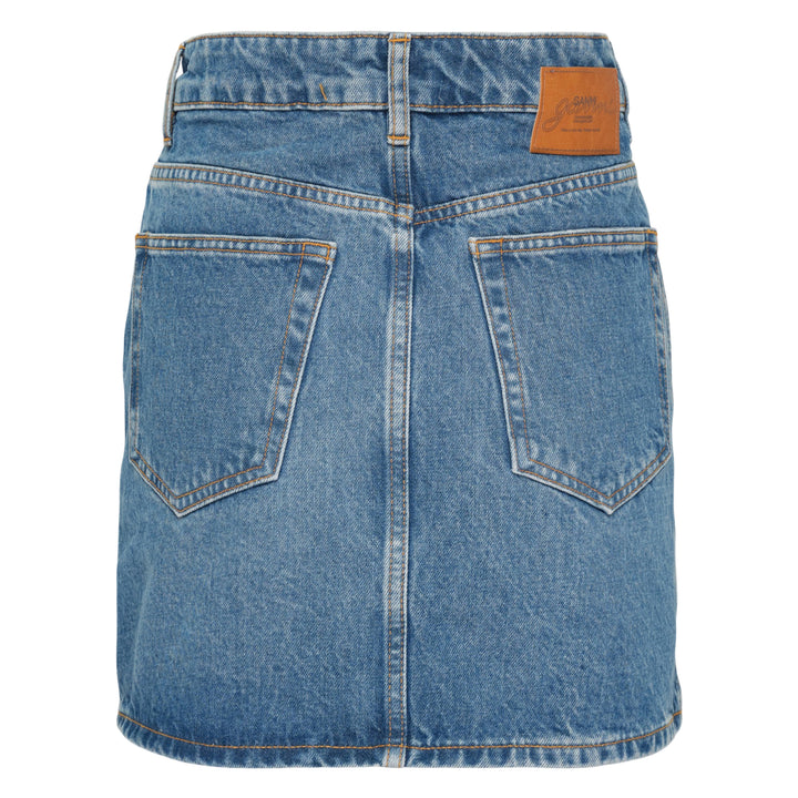 Rigid Denim Lace Mini Skirt
