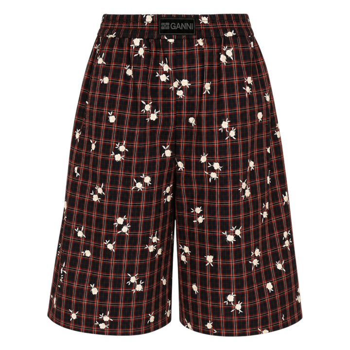 Yarn Dyed Check Flower Shorts