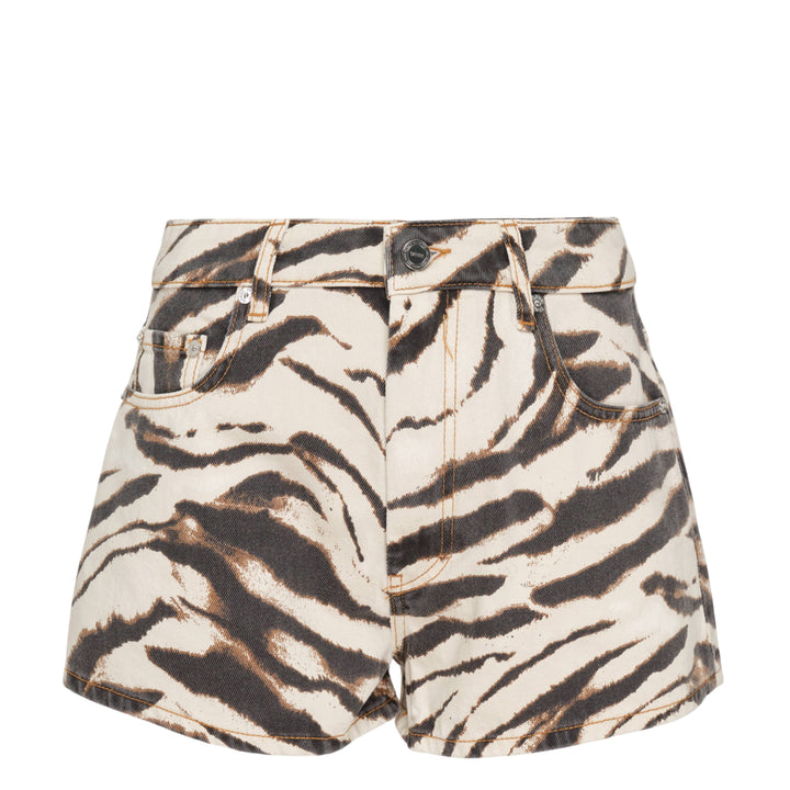 Tiger Print Denim Shorts